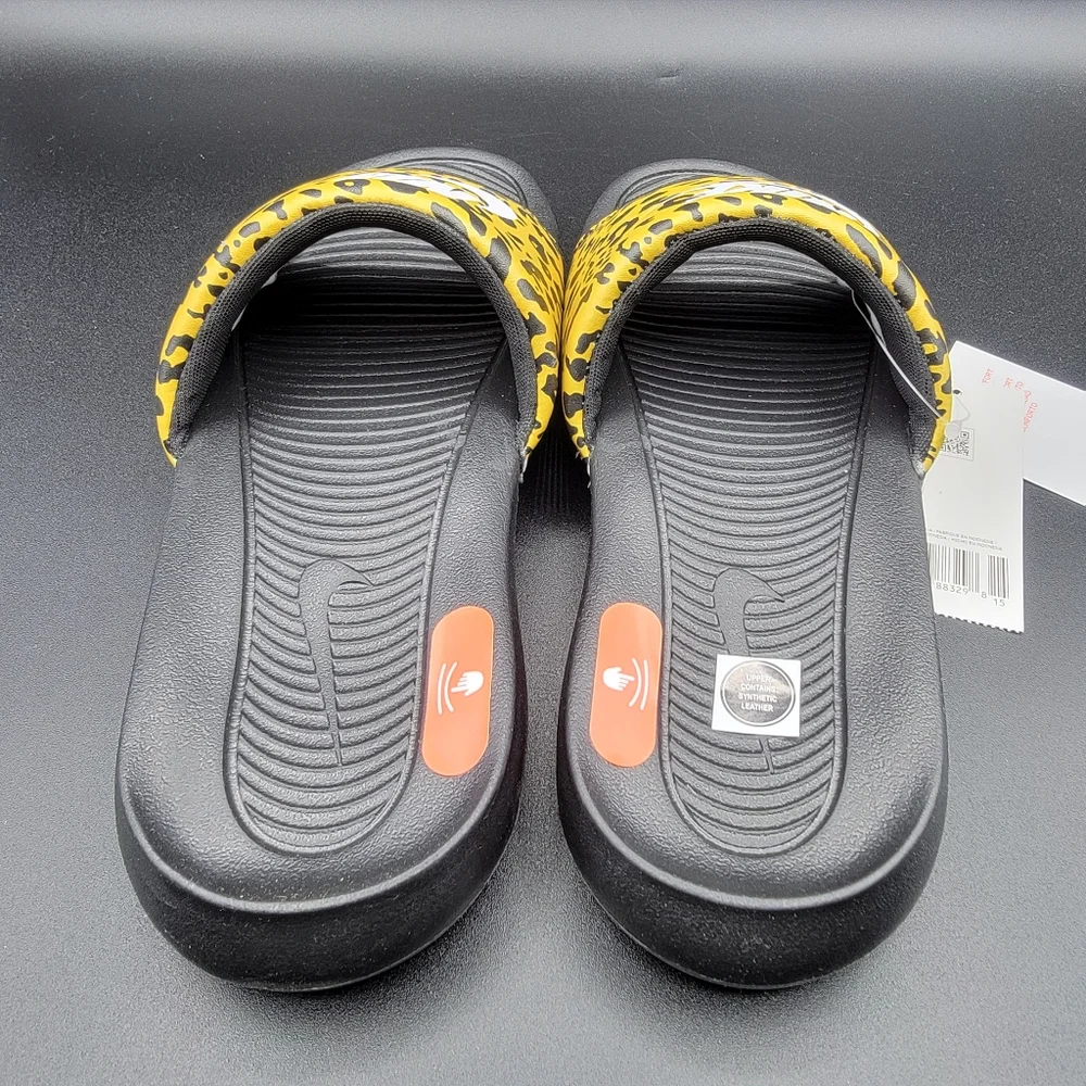 Nike Victori One Leopard Print Women's Slides Sz 6 Black CN9676 700 Comfort New